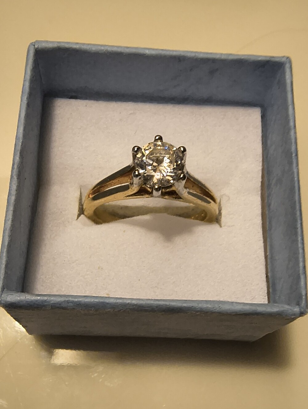 Vintage Engagement Wedding Ring 18K Gold Plated Round CZ  Sz 7